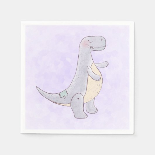 Cute Gray Tyrannosaurus Rex Dinosaur Speelgoed Servet (Voorkant)