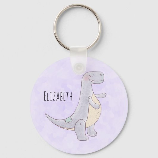 Cute Gray Tyrannosaurus Rex Dinosaur Speelgoed Sleutelhanger (Voorkant)