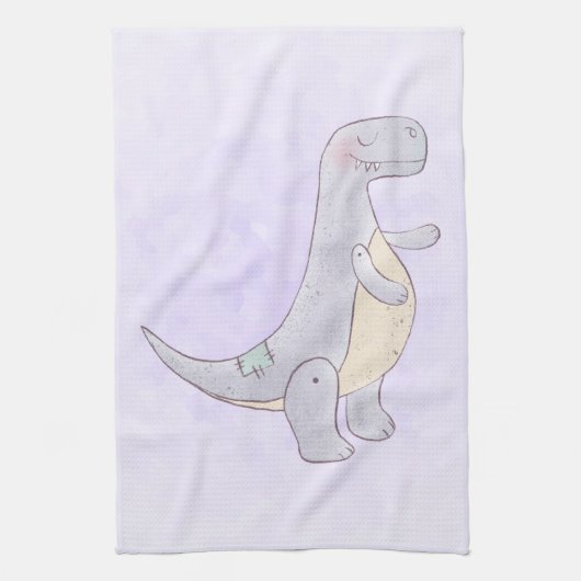 Cute Gray Tyrannosaurus Rex Dinosaur Speelgoed Theedoek (Verticaal)