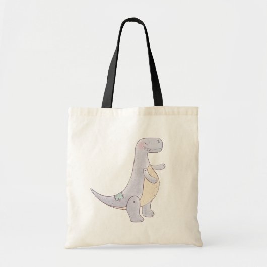 Cute Gray Tyrannosaurus Rex Dinosaur Speelgoed Tote Bag (Voorkant)