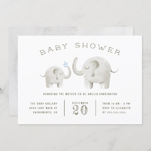 Cute Gray Waterverf Elephant Baby shower Kaart
