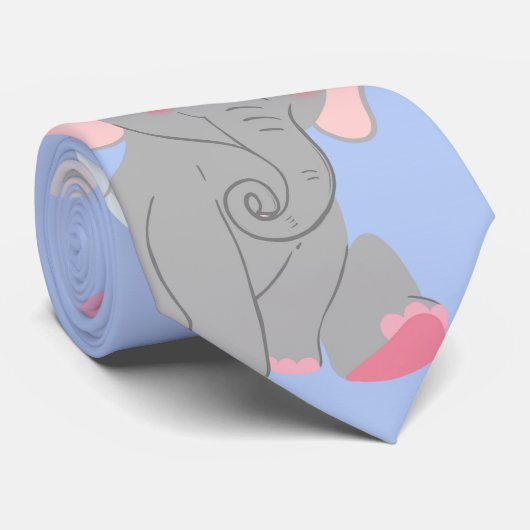 Cute Gray White Elephant Mouse Peanut Cheese Stropdas (Opgerold)