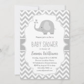 Cute Gray White Elephant | Neutraal Baby shower Kaart (Voorkant)