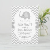 Cute Gray White Elephant | Neutraal Baby shower Kaart (Staand voorkant)