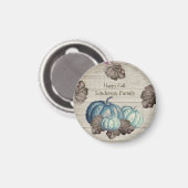 Cute Gray Wood Autumn Herfst Blue Pumpkin Magnet (Voorkant / Achterkant)