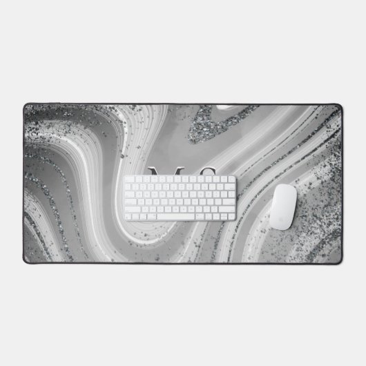 Cute gray zilvermarmer bureaumat (Keyboard & Muis)