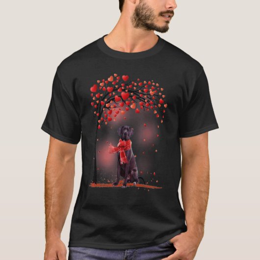 Cute Great Dane Couple Valentijn Love Tree Dogs H T-shirt (Voorkant)