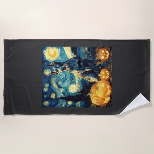 Cute Great Dane Dog Halloween Jack O Lantern Pumpk Strandlaken (Voorkant)