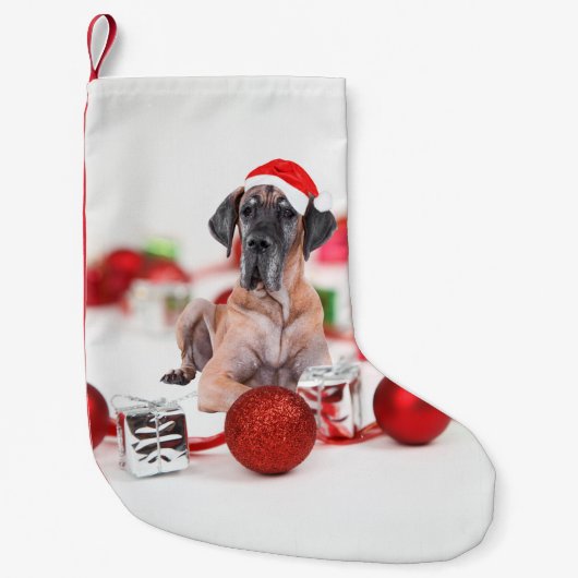 Cute Great Dane Dog-kerstkerstkerstkerstkerstkerst Kleine Kerstsok (Voorkant)