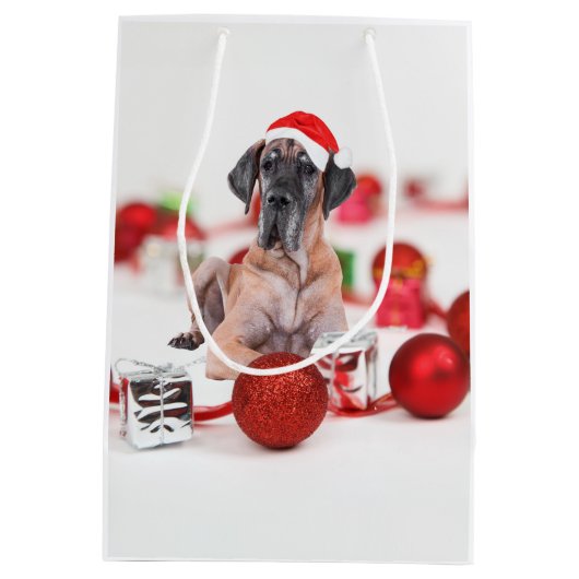 Cute Great Dane Dog-kerstkerstkerstkerstkerstkerst Medium Cadeauzakje (Achterkant)
