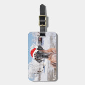 Cute Great Dane Dog Sitting in Snow-Kerstmis-Pet Bagagelabel (Voorkant verticaal)