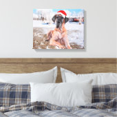 Cute Great Dane Dog Sitting in Snow-Kerstmis-Pet Canvas Afdruk (Insitu (Slaapkamer))
