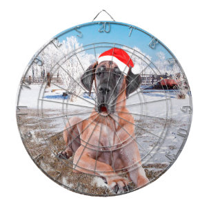 Cute Great Dane Dog Sitting in Snow-Kerstmis-Pet Dartbord