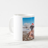 Cute Great Dane Dog Sitting in Snow-Kerstmis-Pet Koffiemok (Voorkant links)