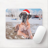 Cute Great Dane Dog Sitting in Snow-Kerstmis-Pet Muismat (Met muis)