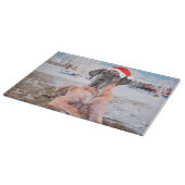 Cute Great Dane Dog Sitting in Snow-Kerstmis-Pet Snijplank (Hoek)