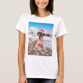 Cute Great Dane Dog Sitting in Snow-Kerstmis-Pet T-shirt (Voorkant)