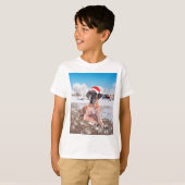 Cute Great Dane Dog Sitting in Snow-Kerstmis-Pet T-shirt (Voorkant volledig)