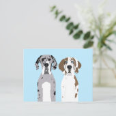 Cute Great Dane Dogs Blue Briefkaart (Staand voorkant)