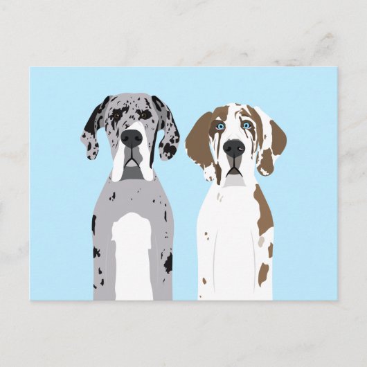 Cute Great Dane Dogs Blue Briefkaart (Voorkant)