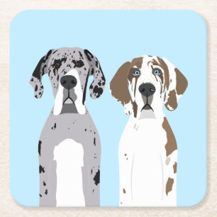 Cute Great Dane Dogs Blue Kartonnen Onderzetters