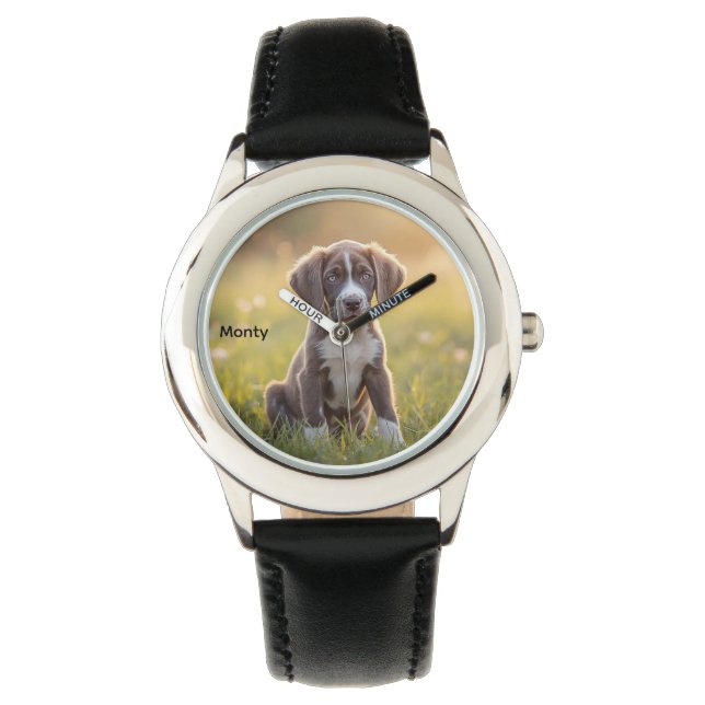 Cute Great Dane Kid's Personalized Horloge (Voorkant)