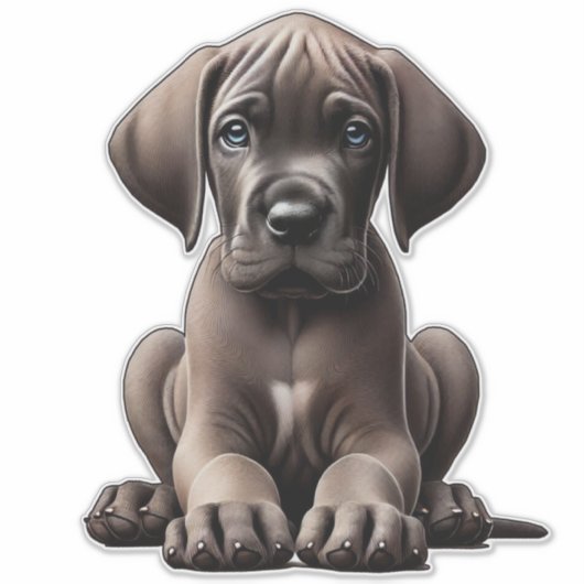 Cute Great Dane Puppy Sticker (Voorkant)
