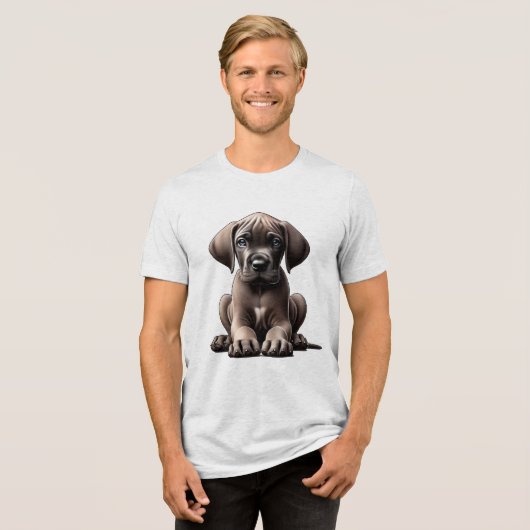Cute Great Dane Puppy Tri-Blend Shirt (Voorkant volledig)