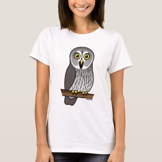 Cute Great Grey Owl T-shirt (Voorkant)