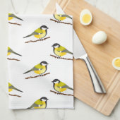 Cute Great Tit Bird Pattern Illustrator Theedoek (Quarter Fold)