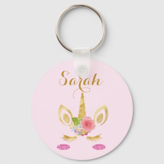 Cute Great Wonderful Pink Unicorn Sleutelhanger (Voorkant)