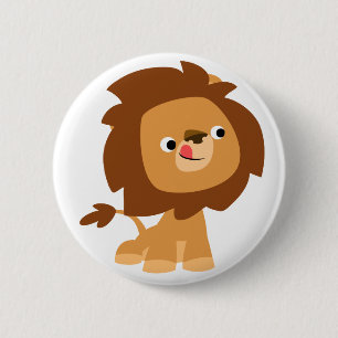 Cute Greedy Cartoon Lion Button Badge