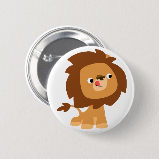 Cute Greedy Cartoon Lion Button Badge (Voorkant /achterkant)