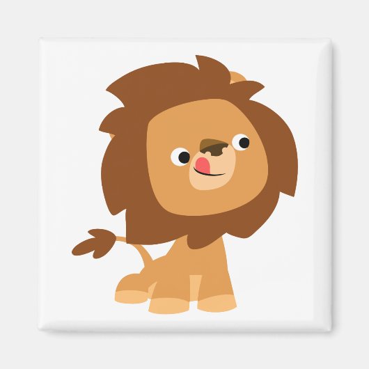 Cute Greedy Cartoon Lion Magnet (Voorkant)