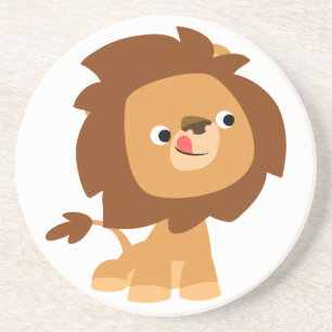 Cute Greedy Cartoon Lion Onderzetter