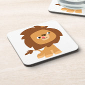 Cute Greedy Cartoon Lion Onderzetter Set (Linkerzijde)