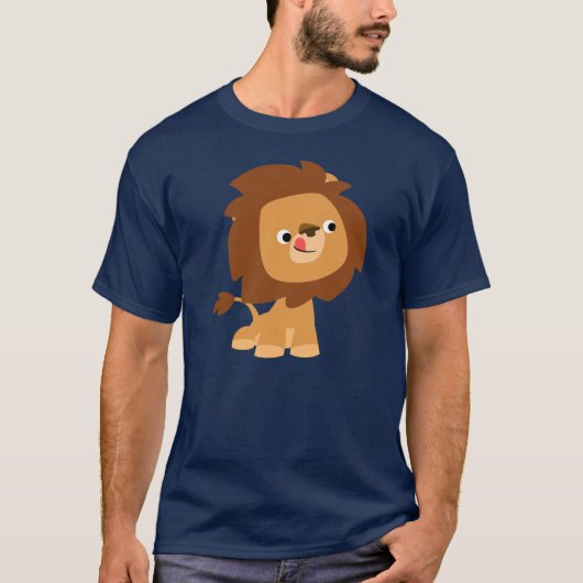 Cute Greedy Cartoon Lion T-Shirt (Voorkant)