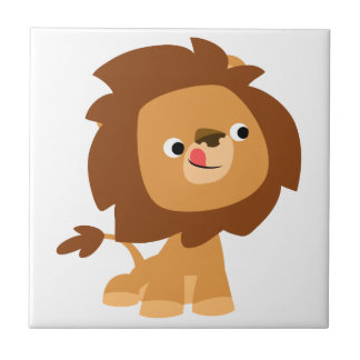 Cute Greedy Cartoon Lion Tegel Tegeltje