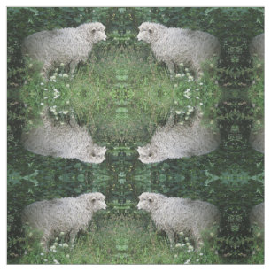 Cute Greedy Sheep Eating Patterned Animal Fabric Stof