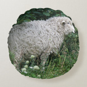 Cute Greedy Sheep Eating Pillow Rond Kussen