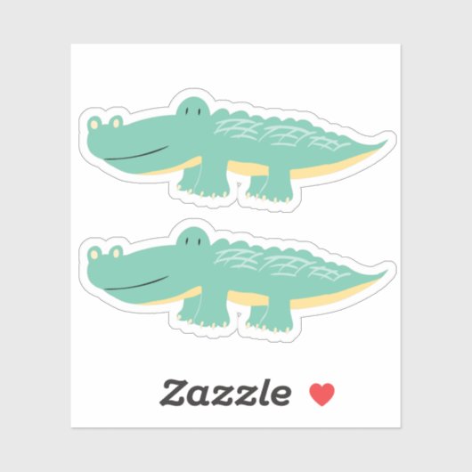 Cute Green Aligator Kinder Boy Fun Animal Sticker (Vel)