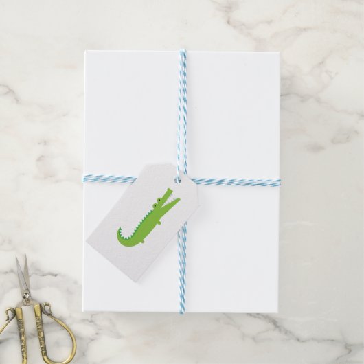 Cute Green Alligator Cadeaulabel (Met Touw)