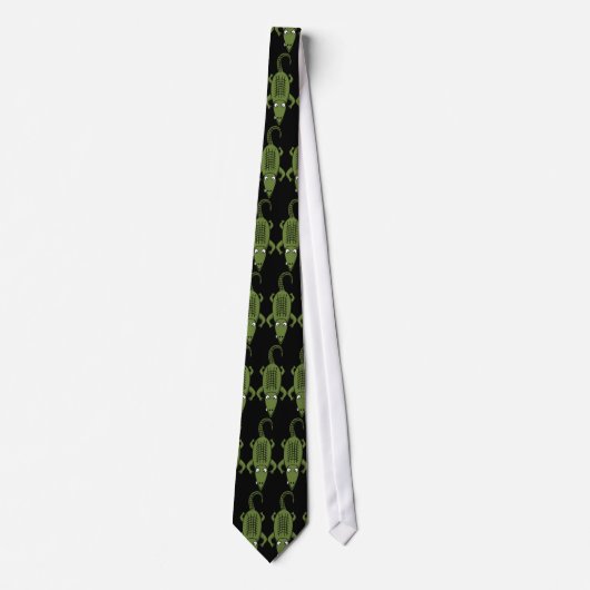 Cute Green Alligator Pattern Stropdas (Voorkant)