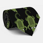 Cute Green Alligator Pattern Stropdas (Opgerold)