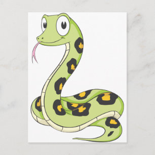 Cute Green Anaconda Snake Cartoon Briefkaart