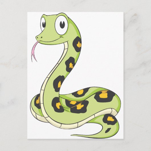 Cute Green Anaconda Snake Cartoon Briefkaart (Voorkant)