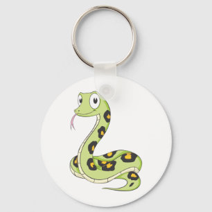 Cute Green Anaconda Snake Cartoon Sleutelhanger