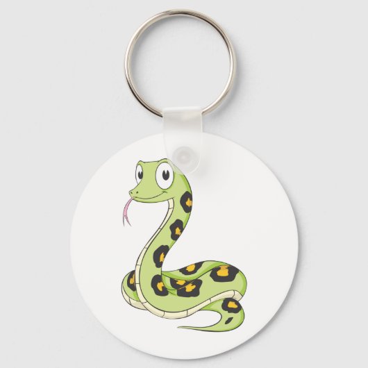 Cute Green Anaconda Snake Cartoon Sleutelhanger (Voorkant)