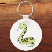 Cute Green Anaconda Snake Cartoon Sleutelhanger (Voorkant)