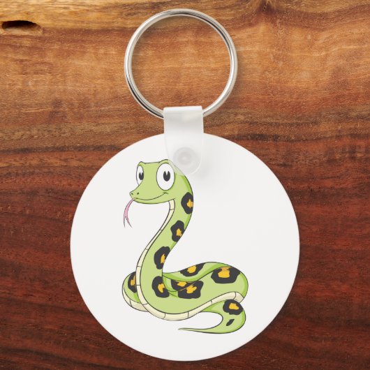 Cute Green Anaconda Snake Cartoon Sleutelhanger (Voorkant)